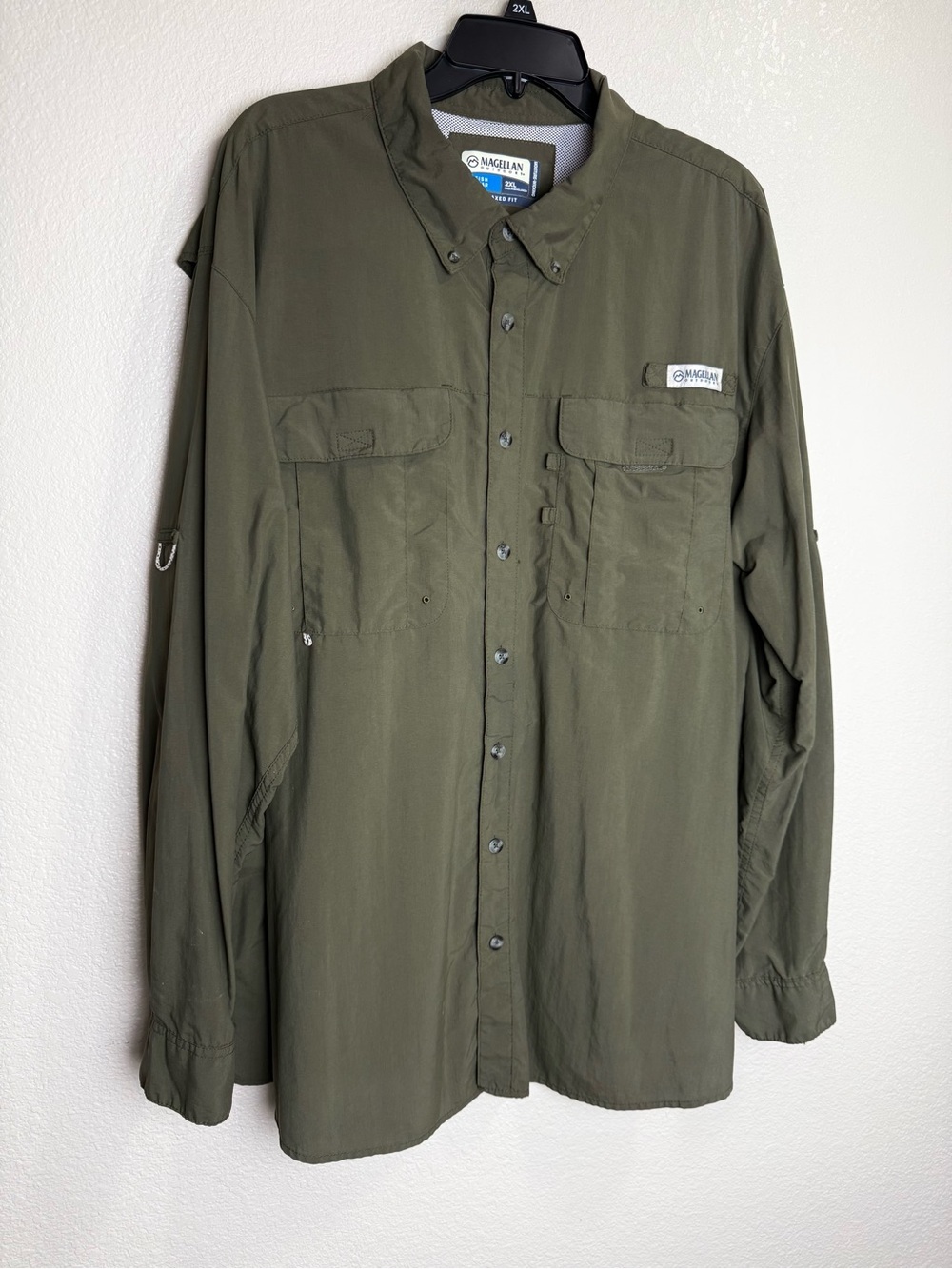 Magellan Outdoors Men's Olive Green Button-Front Fishing Shirt - Size 2XL - NWOT
